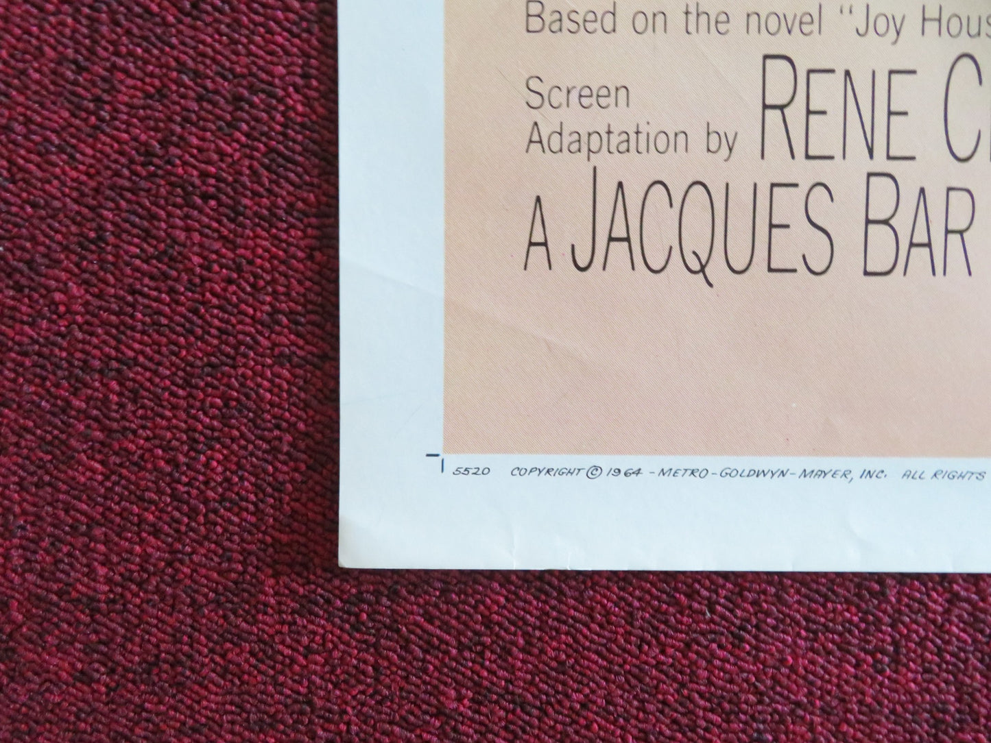 JOY HOUSE FOLDED US ONE SHEET POSTER JANE FONDA ALAIN DELON LOLA ALBRIGHT 1964