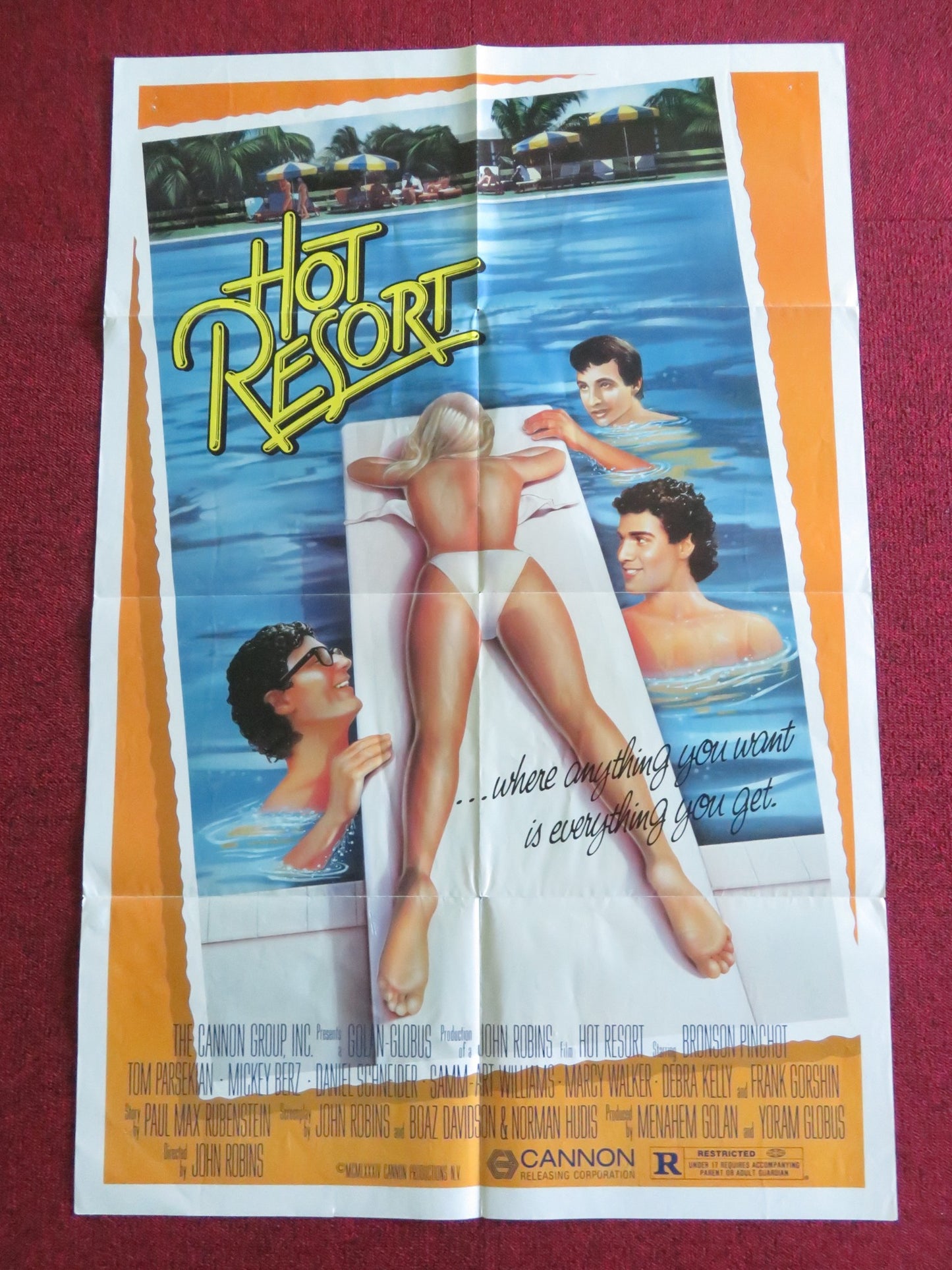 HOT RESORT FOLDED US ONE SHEET POSTER CANNON TOM PARSEKIAN MICHAEL BERZ 1985