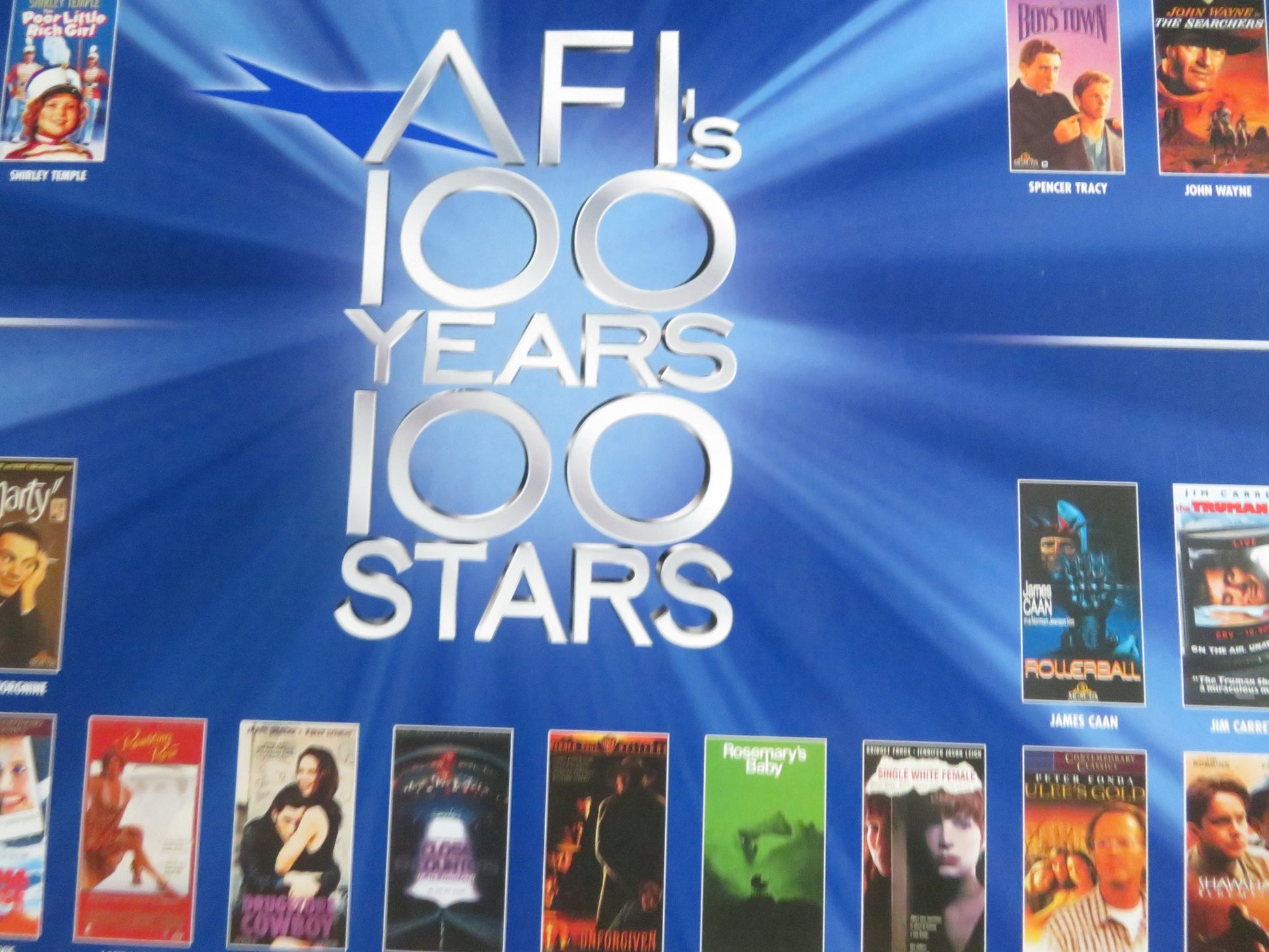 AFI'S 100 YEARS 100 STARS VHS VIDEO POSTER ROLLED AMERICAN FILM INSTITUTE 1999 - Rendezvous Cinema