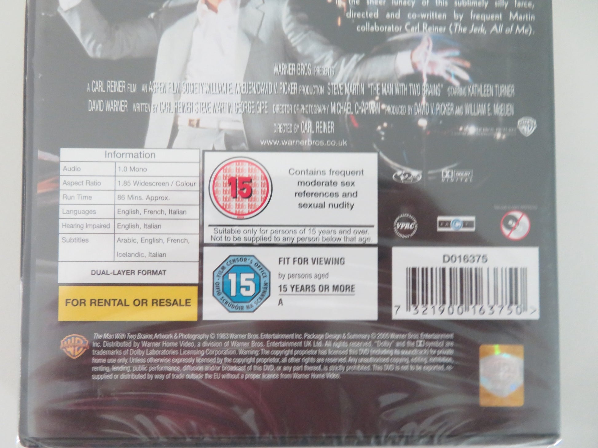 THE MAN WITH TWO BRAINS (DVD) STEVE MARTIN KATHLEEN TURNER 1983 REGION 2 - Rendezvous Cinema