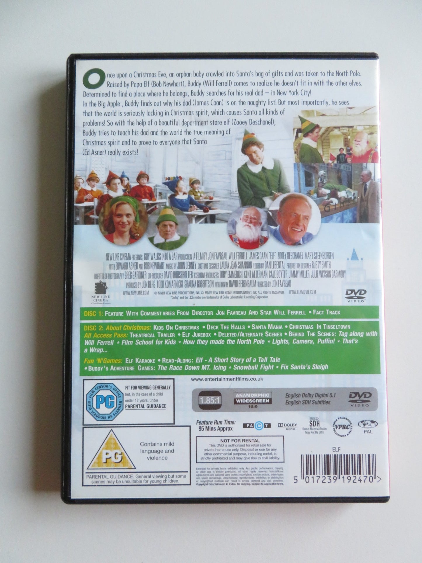 ELF - B -  2 DISCS (DVD) WILL FERRELL JAMES CAAN 2003 REGION 2