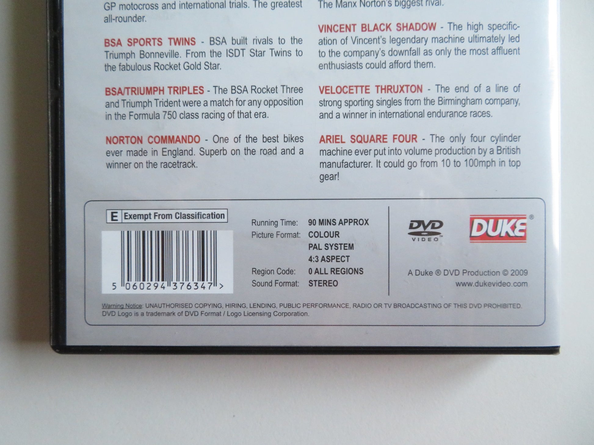 GREAT BRITISH BIKES (DVD) TRIUMPH BONNEVILLE BSA GOLD STAR 2009 REGION ALL - Rendezvous Cinema