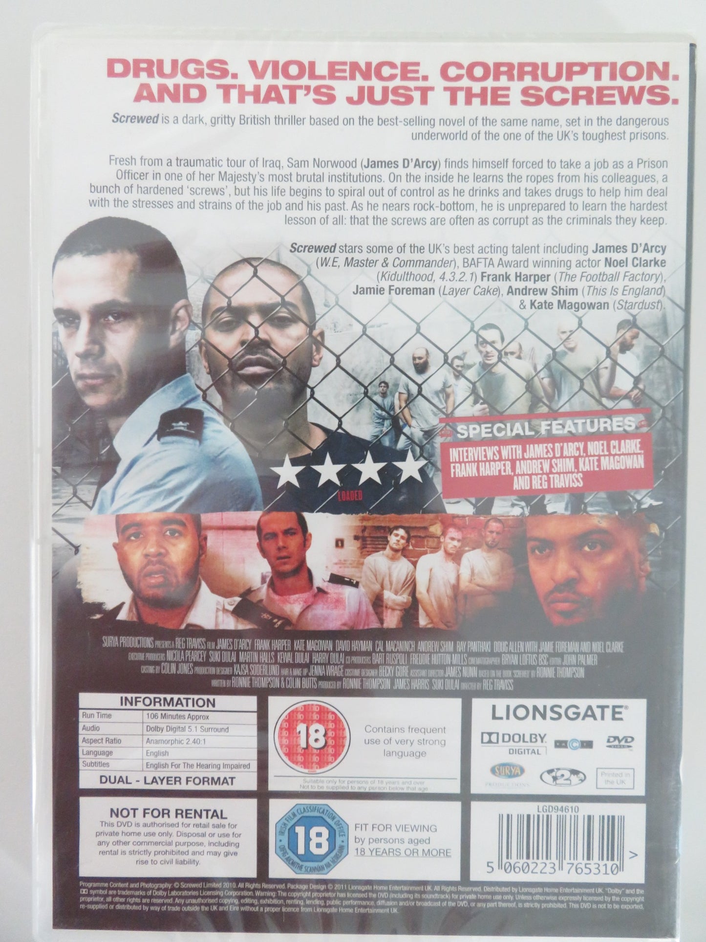 SCREWED (DVD) JAMES D'ARCY FRANK HARPER 2011 REGION 2 - Rendezvous Cinema