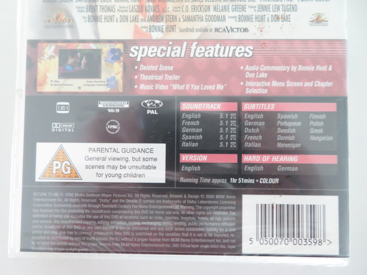 RETURN TO ME (DVD) DAVID DUCHOVNY MINNIE DRIVER 2000 REGION 2 - Rendezvous Cinema