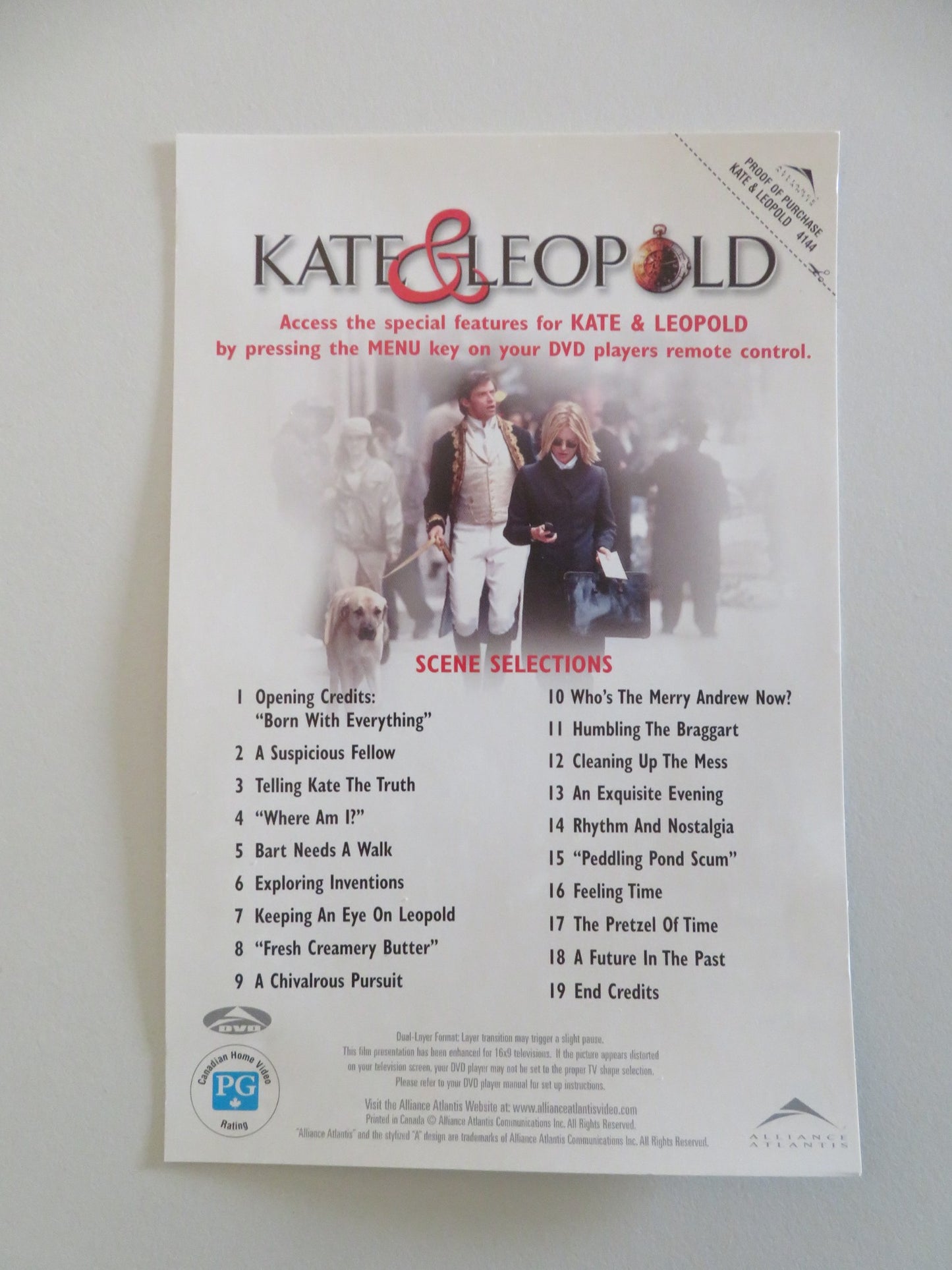 KATE & LEOPOLD (DVD) MEG RYAN HUGH JACKMAN 2001 REGION 1