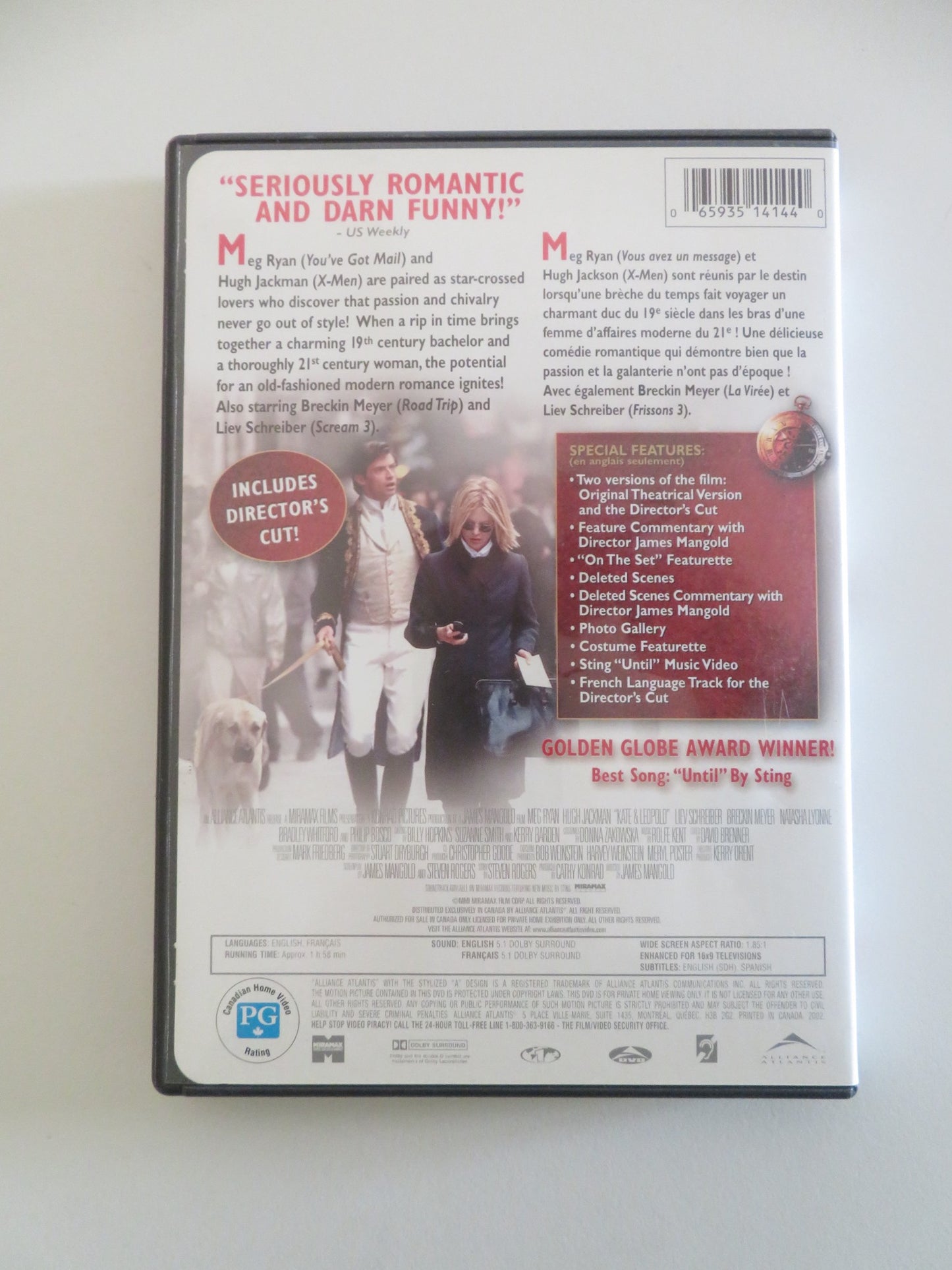 KATE & LEOPOLD (DVD) MEG RYAN HUGH JACKMAN 2001 REGION 1