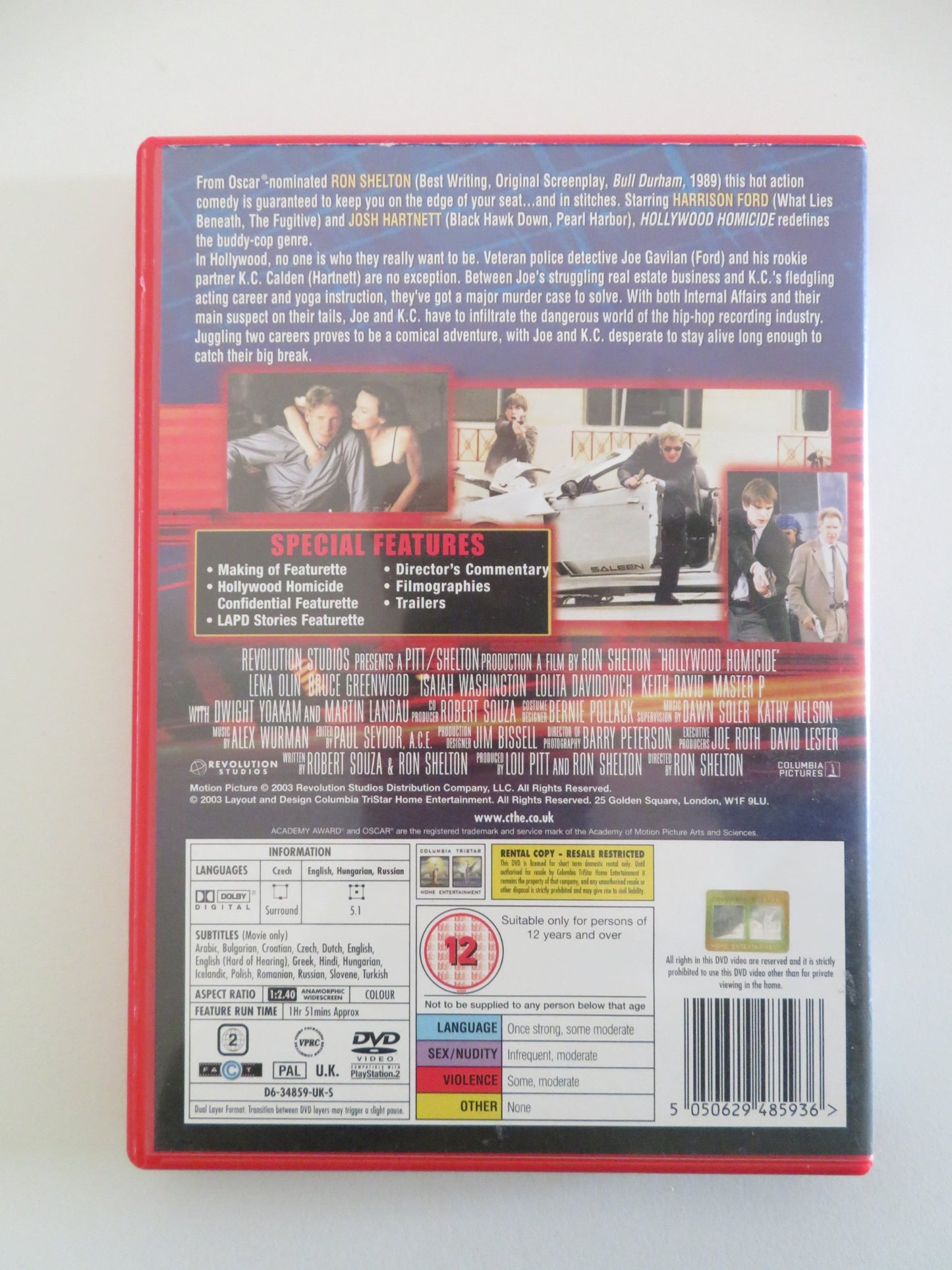 HOLLYWOOD HOMICIDE (DVD) HARRISON FORD JOSH HARTNETT 2003 REGION 2