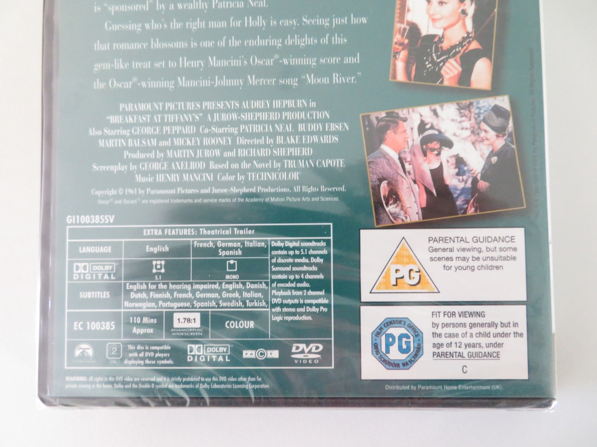 BREAKFAST AT TIFFANY'S - B (DVD) AUDREY HEPBURN GEORGE PEPPARD 1961 REGION 2 - Rendezvous Cinema