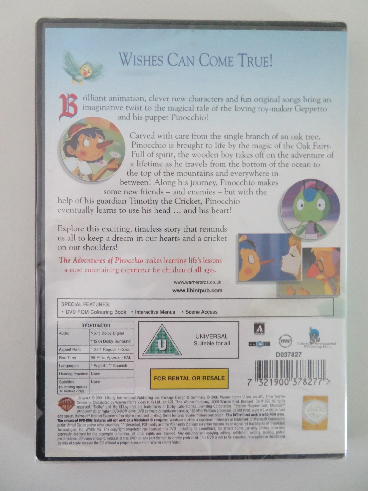 THE ADVENTURES OF PINOCCHIO (DVD) 2003 REGION 2 - Rendezvous Cinema