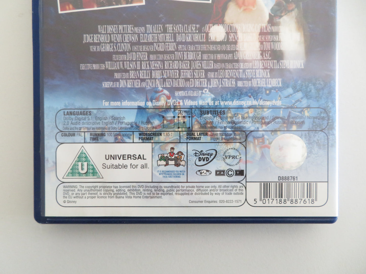 SANTA CLAUSE 2 (DVD) DISNEY TIM ALLEN JUDGE REINHOLD 2002 REGION 2