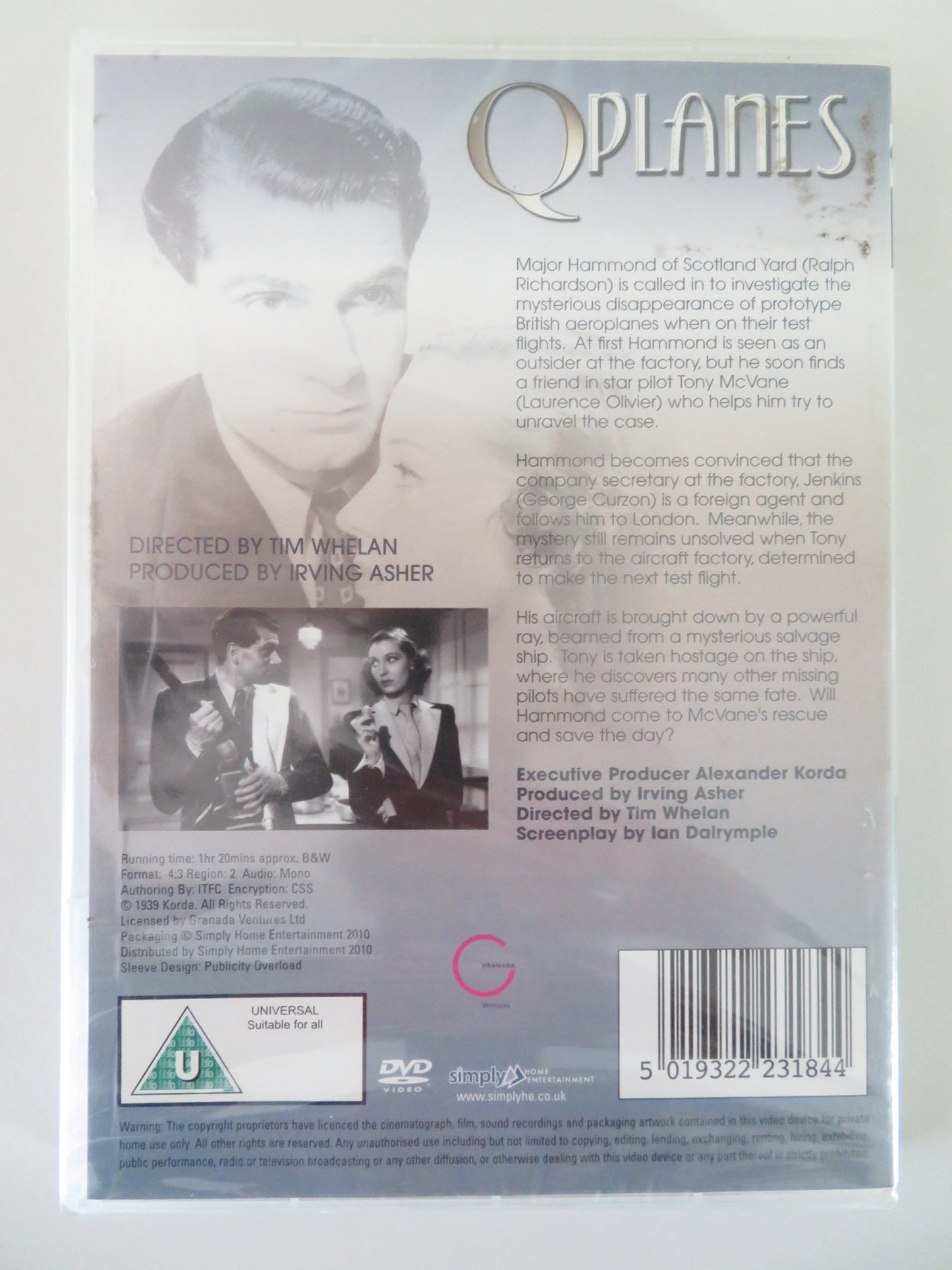 Q PLANES / CLOUDS OVER EUROPE (DVD) RALPH RICHARDSON L. OLIVIER 1939 REGION 2