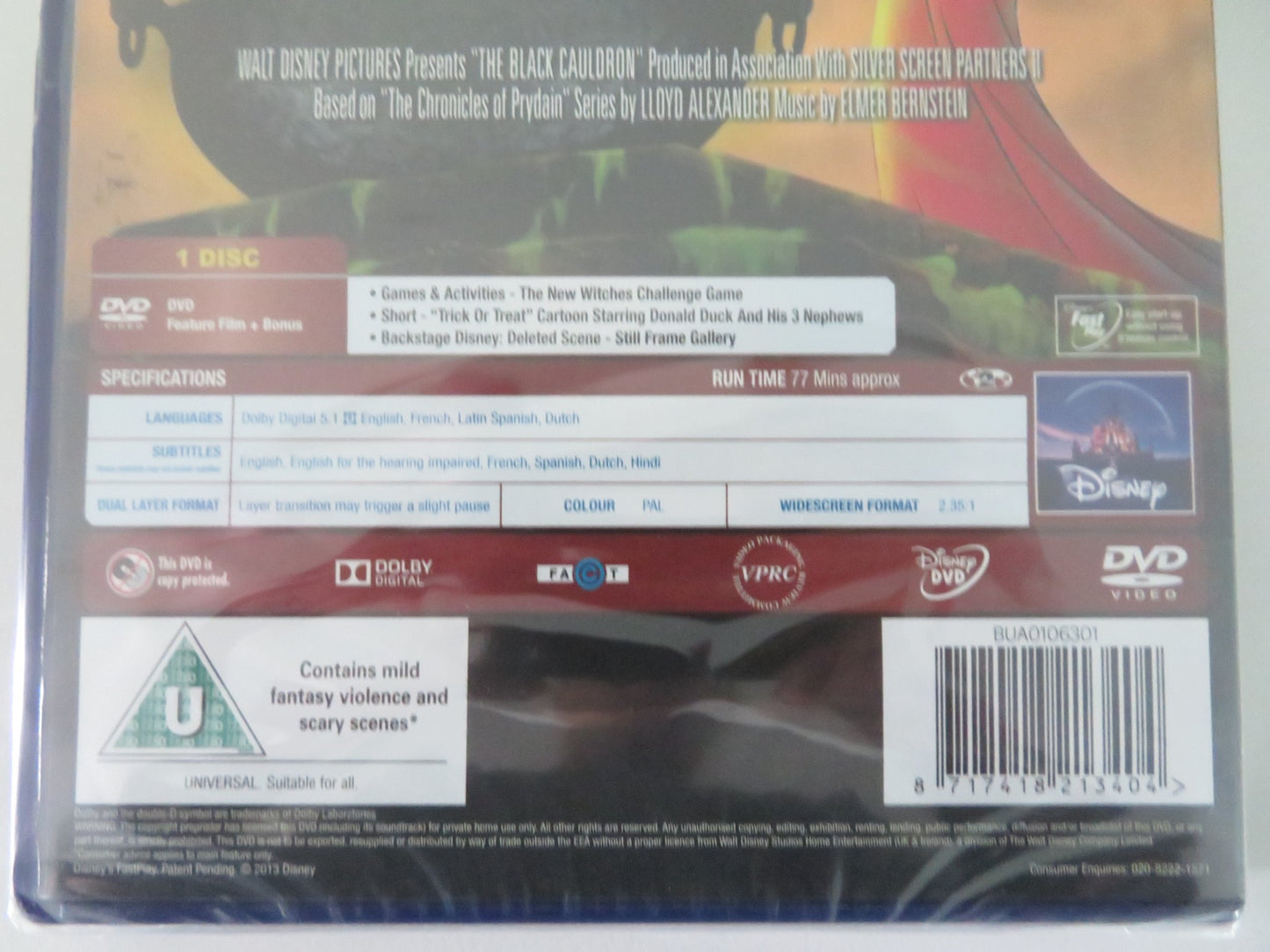 THE BLACK CAULDRON - B (DVD) GRANT BARDSLEY SUSAN SHERIDAN 1985 REGION 2