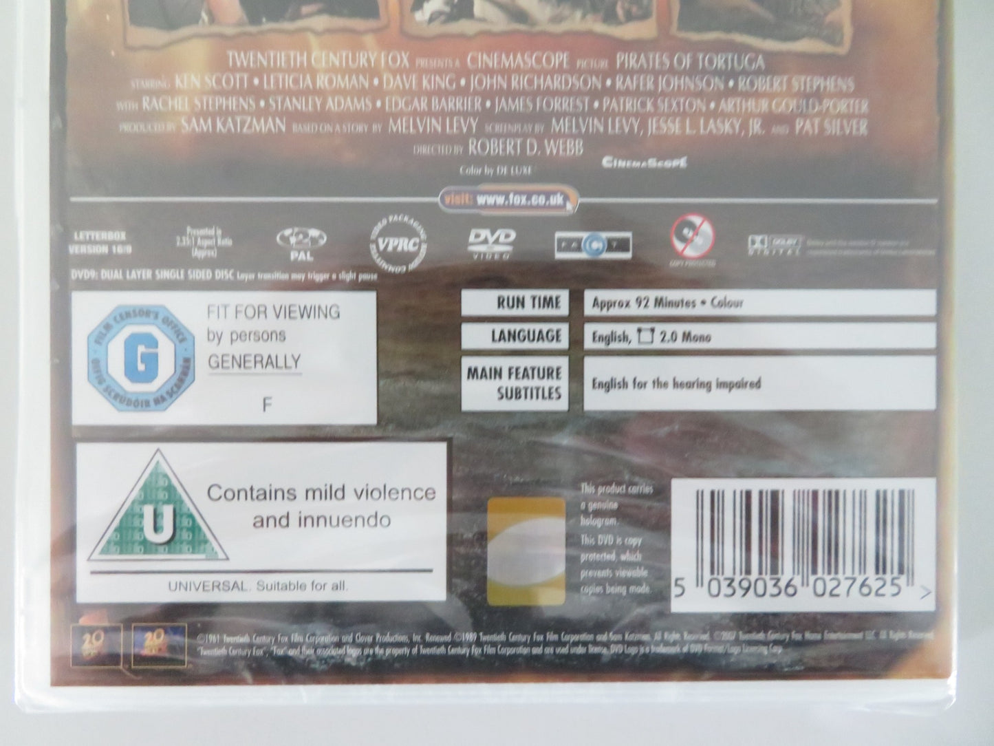 PIRATES OF TORTUGA (DVD) KEN SCOTT LEITICIA ROMAN 1961 REGION 2