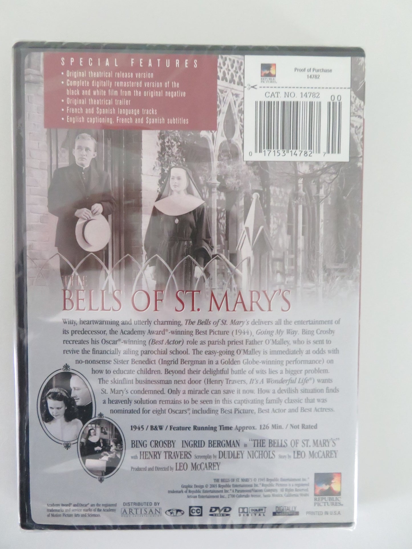 THE BELLS OF ST MARY'S (DVD) BING CROSBY INGRID BERGMAN 1945 REGION 1 - Rendezvous Cinema