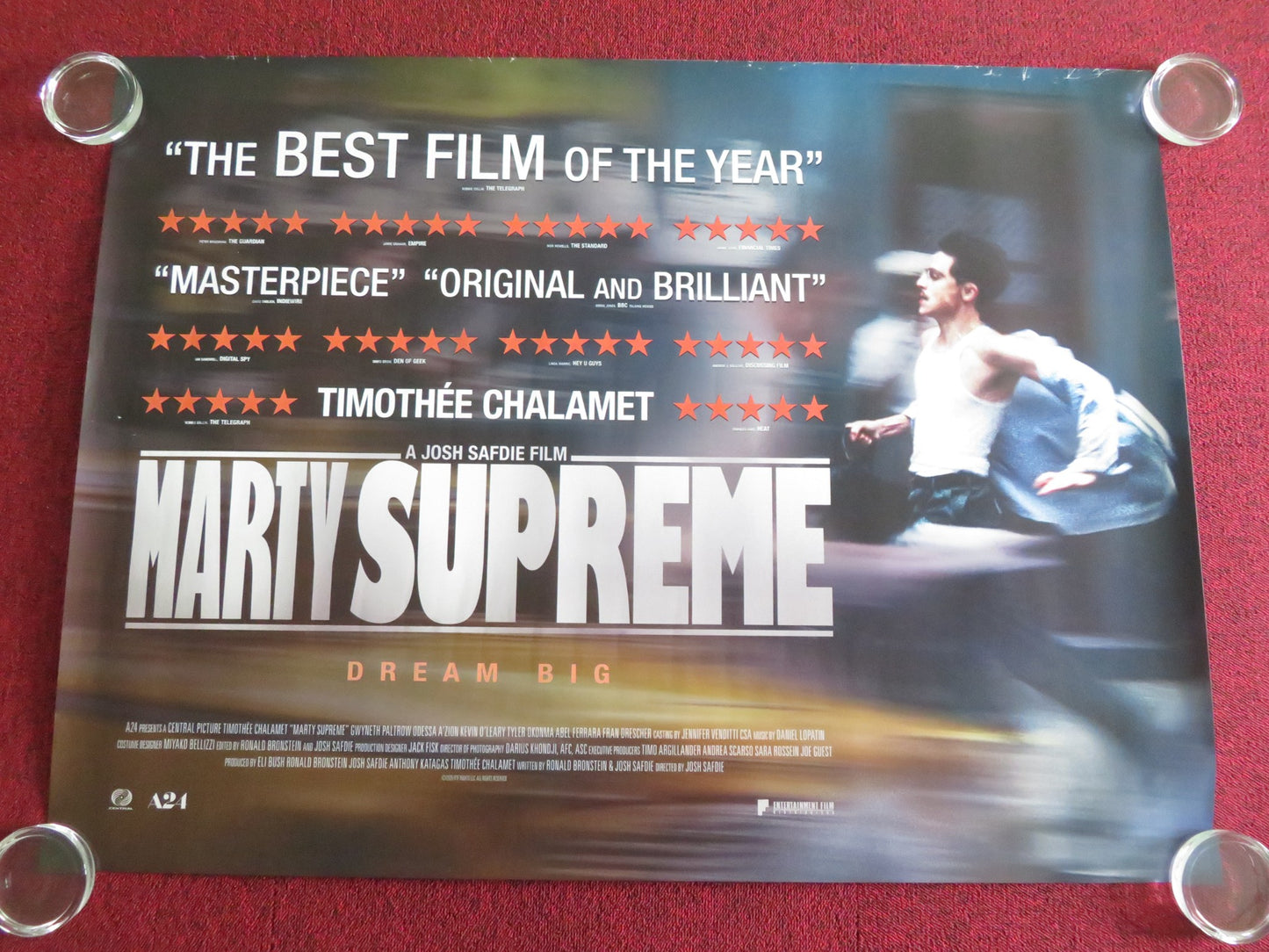 Marty Supreme - B UK Quad Rolled Poster Timothee Chalamet Gwyneth Paltrow 2025