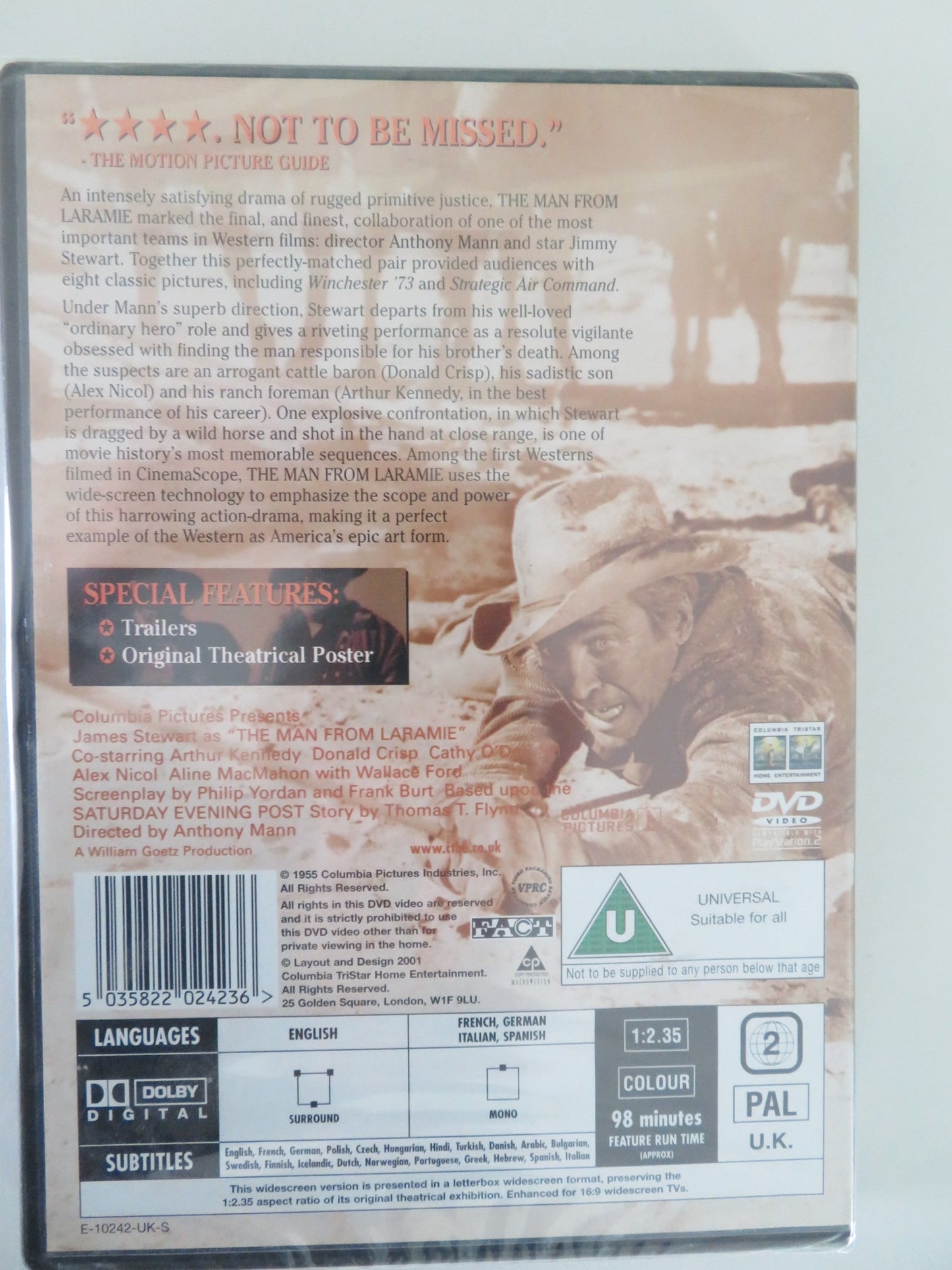 THE MAN FROM LARAMIE (DVD) JAMES STEWART 1955 REGION 2 - Rendezvous Cinema