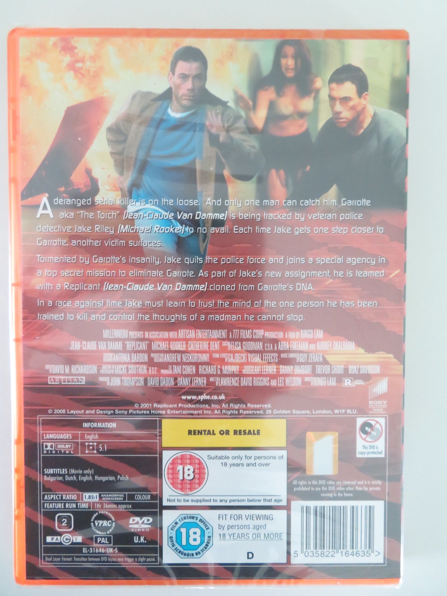 REPLICANT (DVD) JEAN-CLAUDE VAN DAMME MICHAEL ROOKER 2001 REGION 2 - Rendezvous Cinema