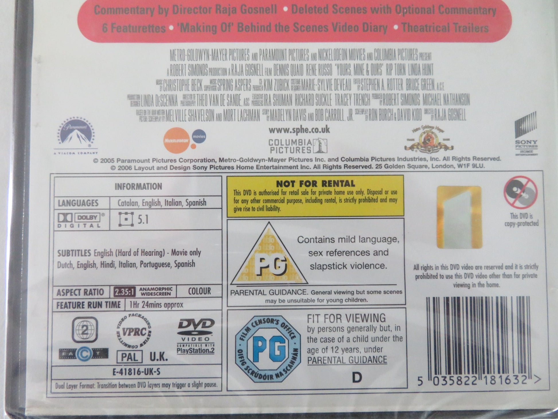 YOURS MINE & OURS (DVD) DENNIS QUAID RENE RUSSO 2005 REGION 2 - Rendezvous Cinema