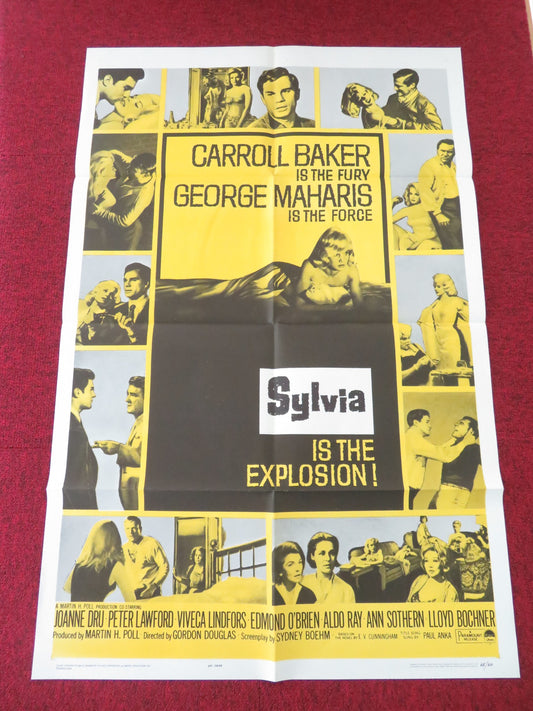 SYLVIA FOLDED US ONE SHEET POSTER CARROL BAKER GEORGE MAHARIS 1965 - Rendezvous Cinema