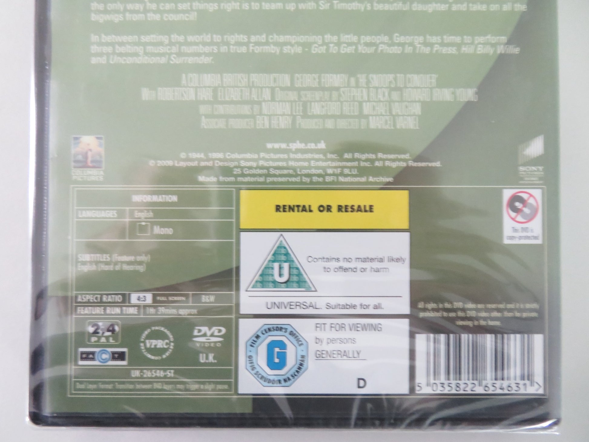 HE SNOOPS TO CONQUER (DVD) GEORGE FORMBY ROBERTSON HARE 1945 REGION 2 - Rendezvous Cinema