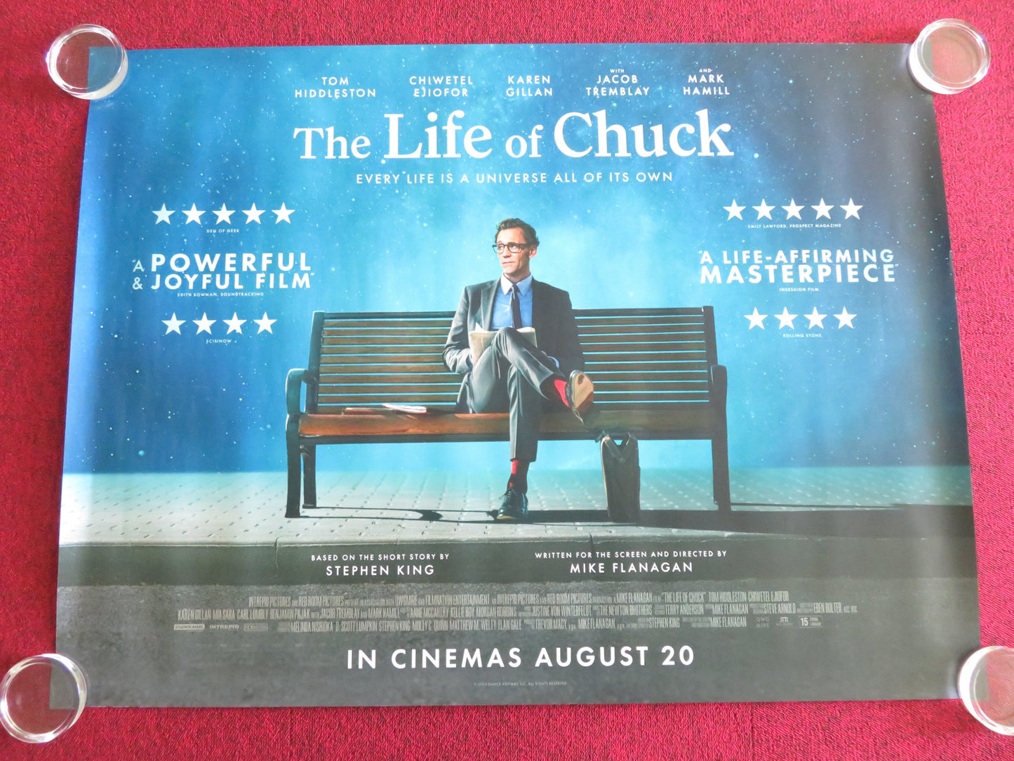 THE LIFE OF CHUCK - B UK QUAD ROLLED POSTER STEPHEN KING TOM HIDDLESTON 2024