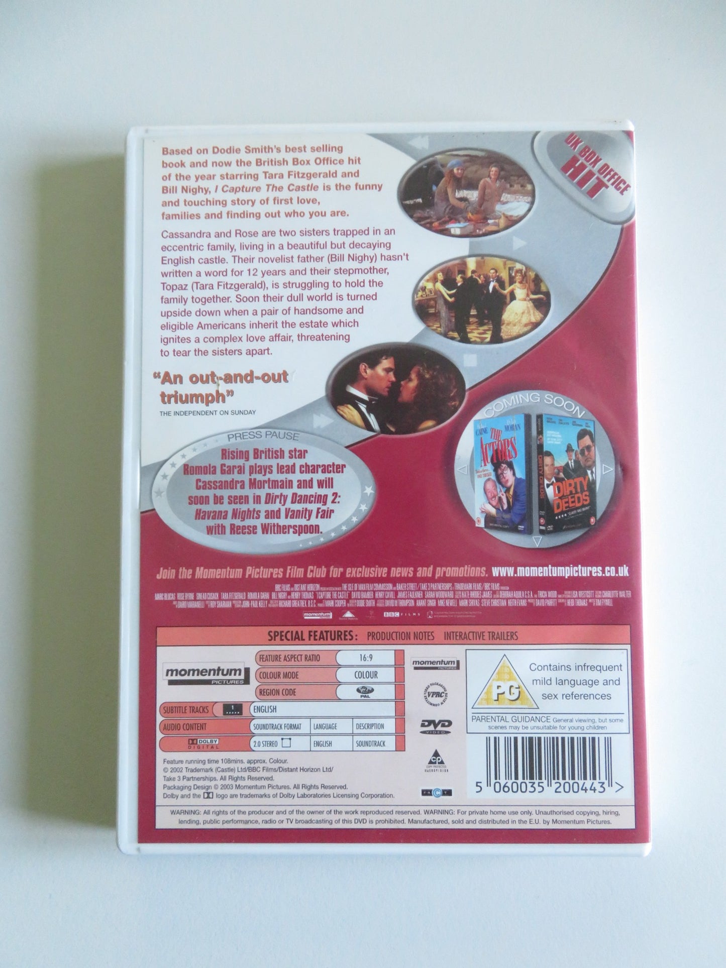 I CAPTURE THE CASTLE (DVD) ROMOLA GARAI BILL NIGHY 2003 REGION 2