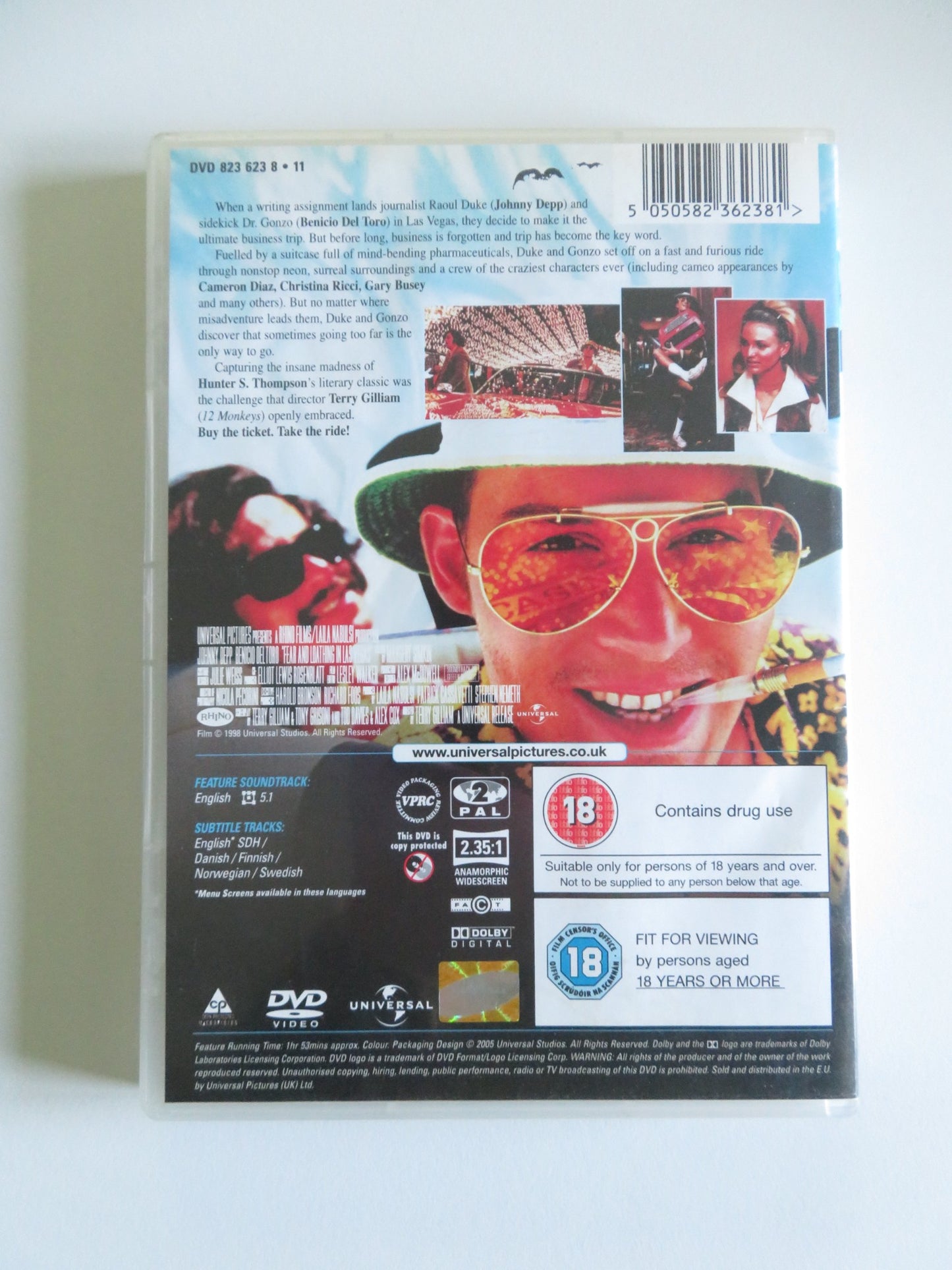 FEAR AND LOATHING IN LAS VEGAS (DVD) JOHNNY DEPP BENICIO DEL TORO 1998 REGION 2