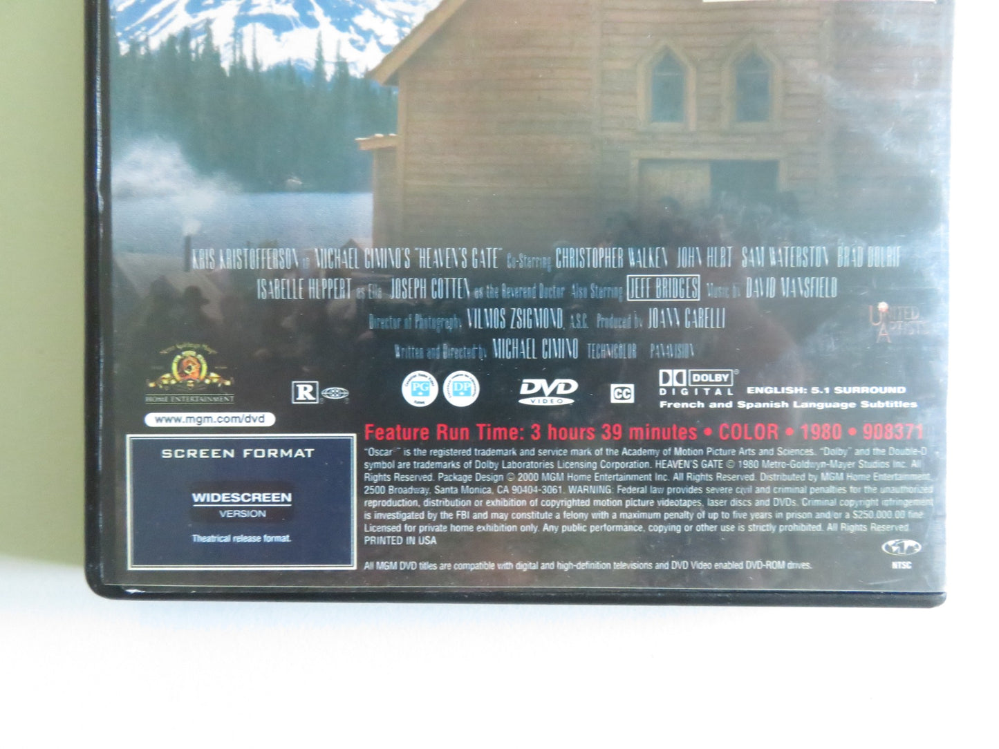 HEAVEN'S GATE (DVD) KRIS KRISTOFFERSON CHRISTOPHER WALKEN 1980 REGION 1