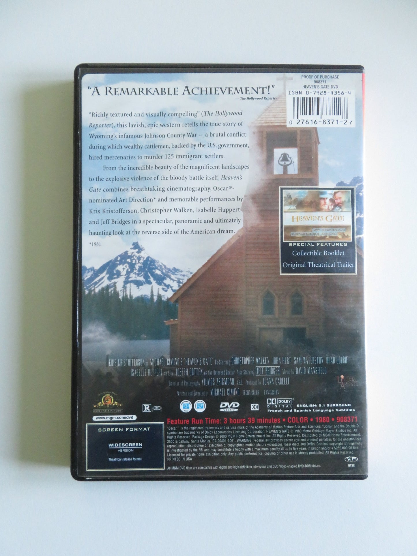 HEAVEN'S GATE (DVD) KRIS KRISTOFFERSON CHRISTOPHER WALKEN 1980 REGION 1