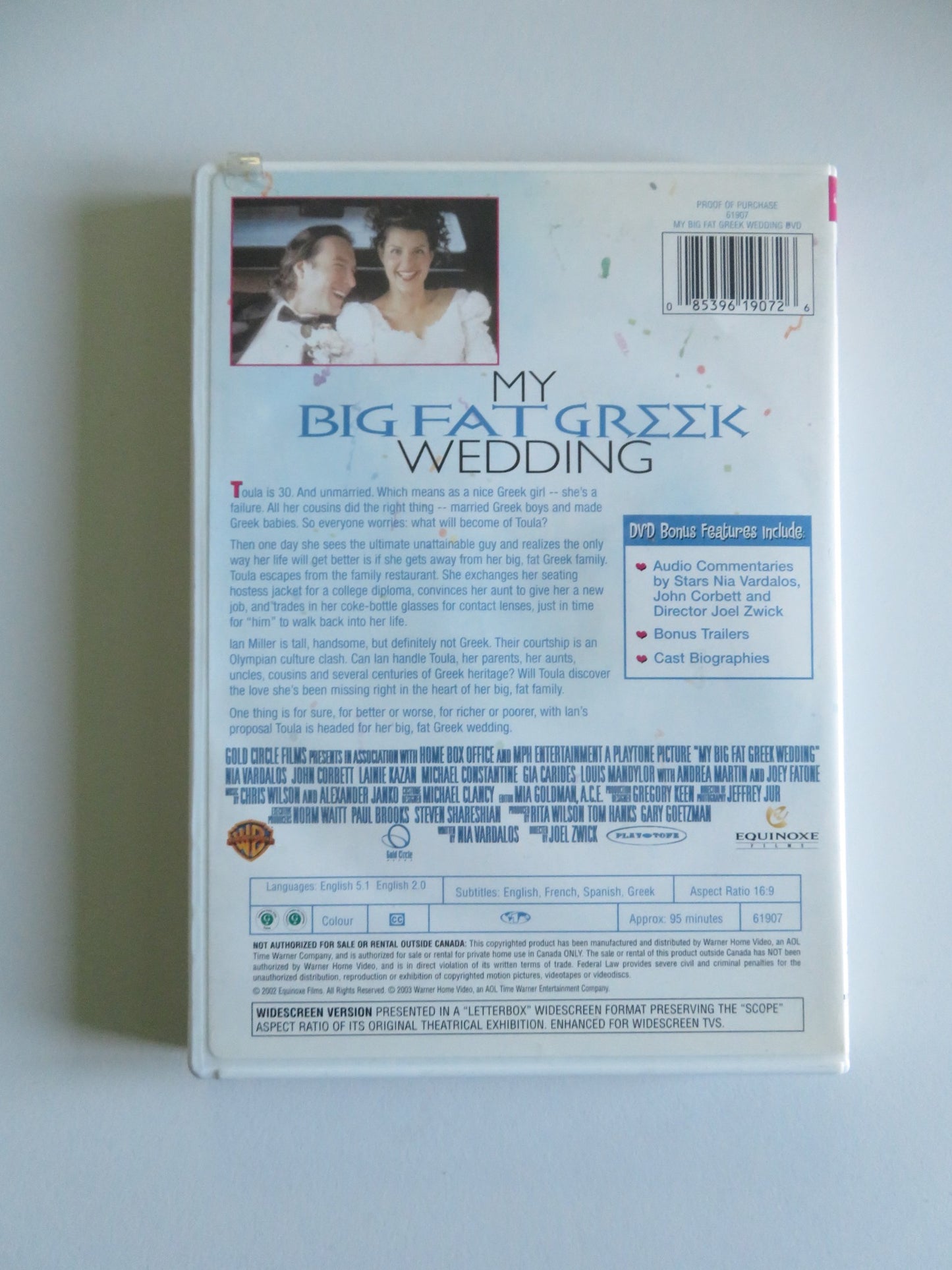 MY BIG FAT GREEK WEDDING (DVD) NIA VARDALOS JOHN CORBETT 2002 REGION 1