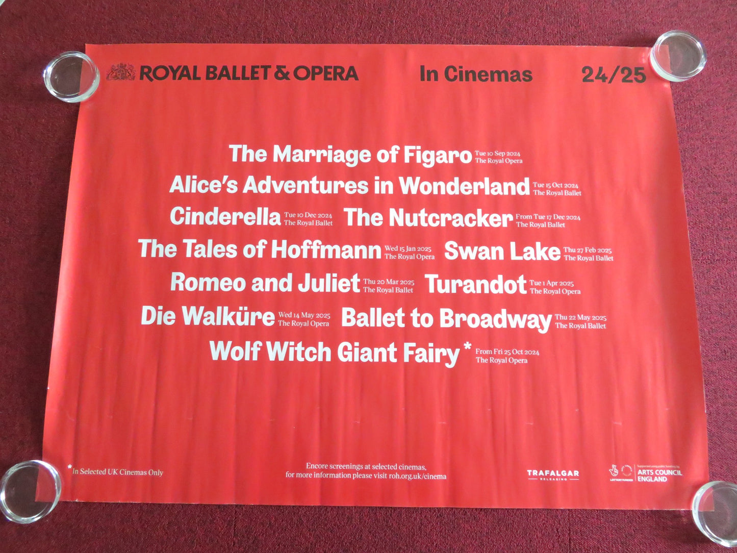 Royal Ballet & Opera In Cinemas 24/25 UK Quad Rolled Poster Cinderella 2025