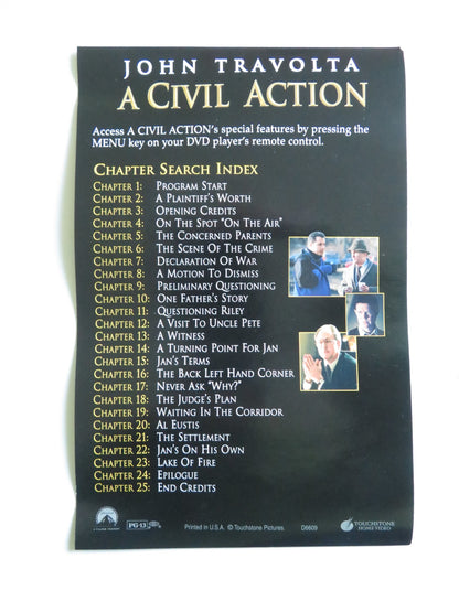 A CIVIL ACTION (DVD) JOHN TRAVOLTA ROBERT DUVALL 1998 REGION 1