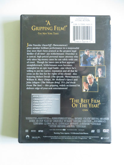 A CIVIL ACTION (DVD) JOHN TRAVOLTA ROBERT DUVALL 1998 REGION 1