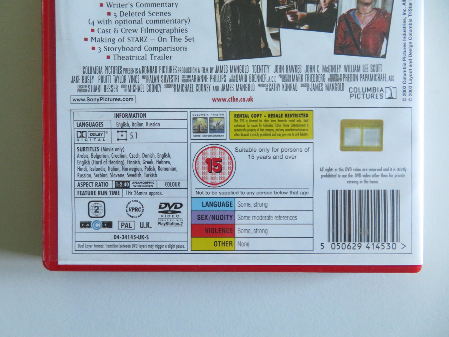 IDENTITY (DVD) JOHN CUSACK RAY LIOTTA 2003 REGION 2