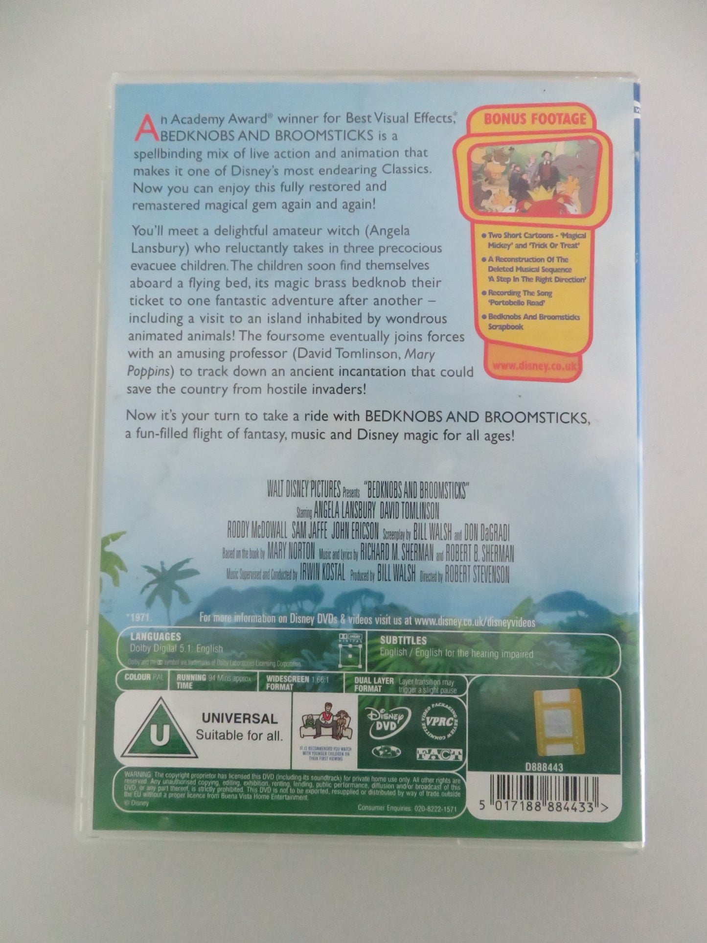 Bedknobs and Broomsticks - B (DVD) Disney Angela Lansbury 1971 Region 2