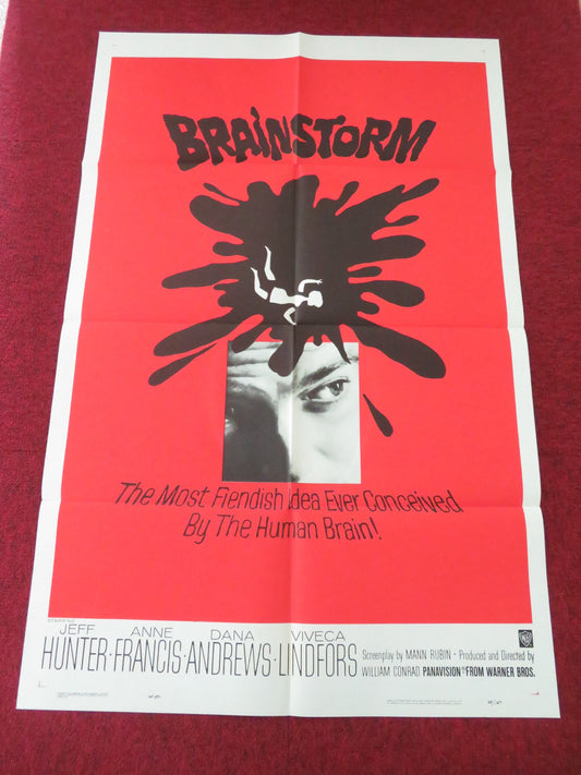 BRAINSTORM FOLDED US ONE SHEET POSTER JEFFY HUNTER ANNE FRANCIS 1965 - Rendezvous Cinema