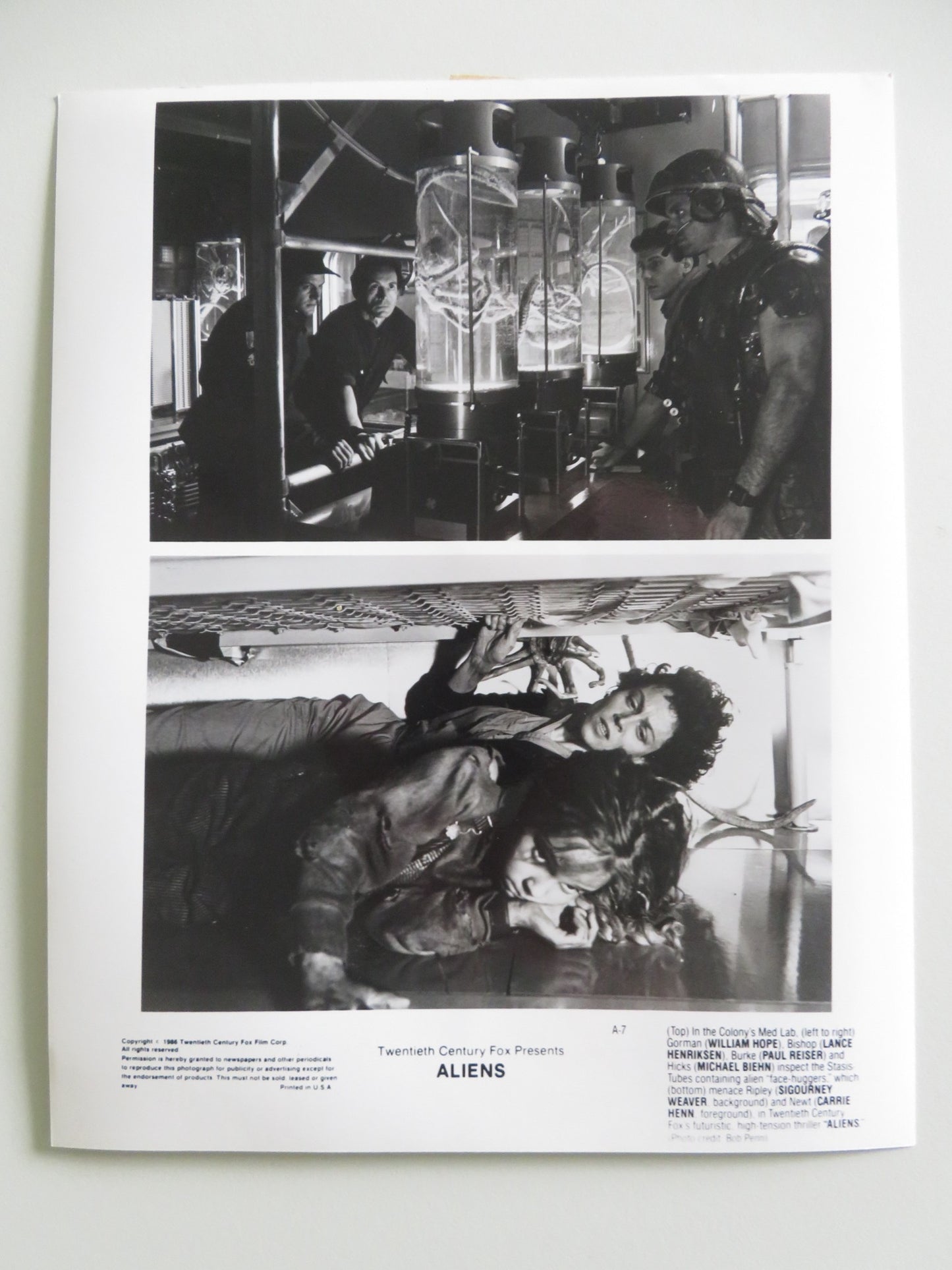 ALIENS MOVIE STILL PHOTO LOT OF 6 SIGOURNEY WEAVER BILL PAXTON 1986