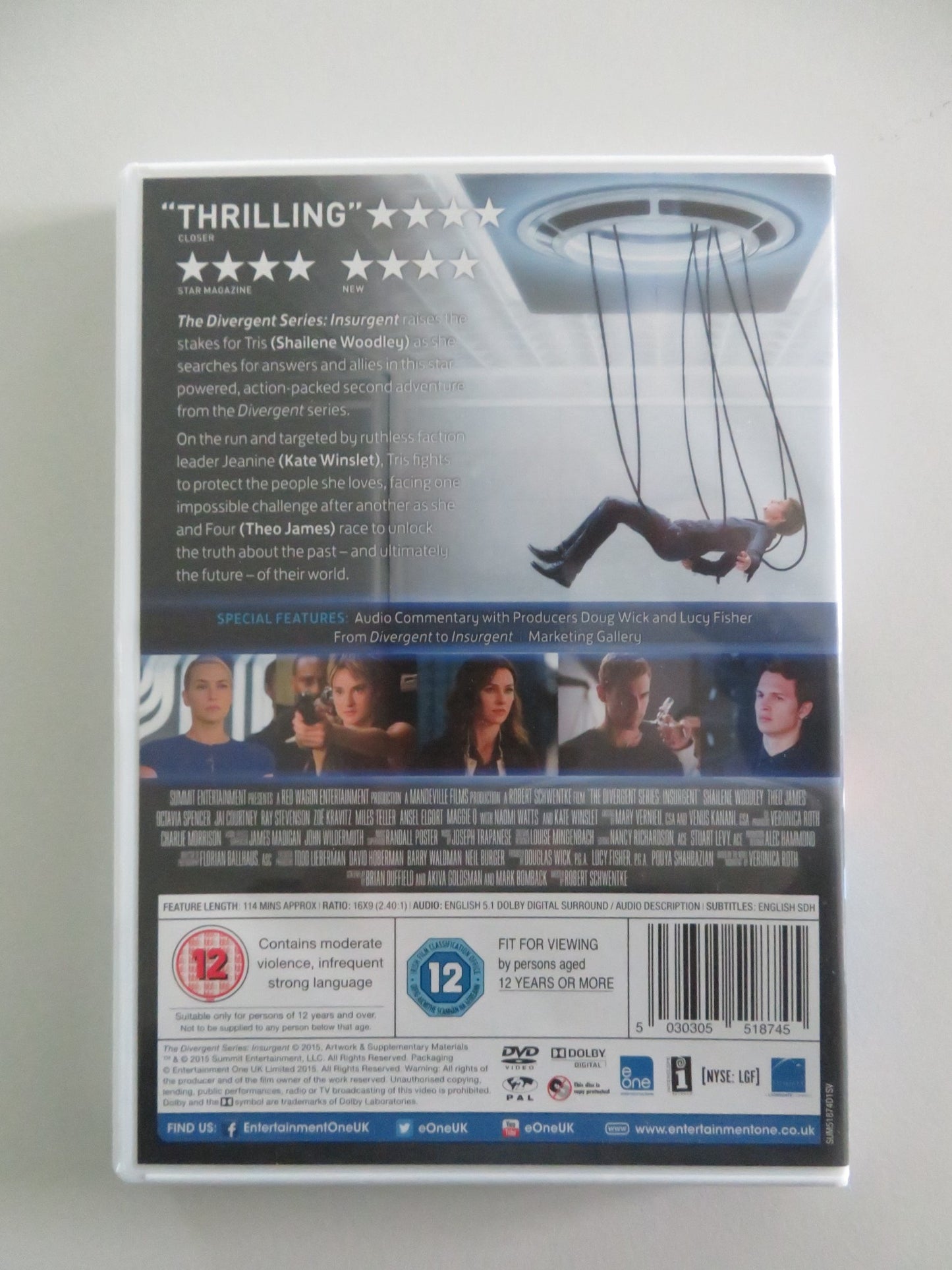 The Divergent Series: Insurgent (DVD) Shailene Woodley Theo James 2015 Region 2