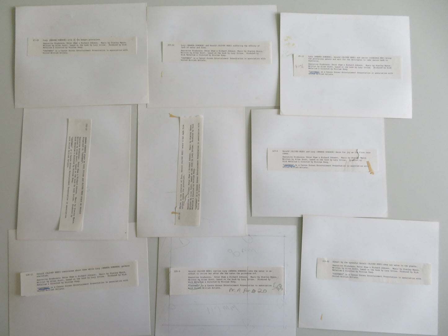 CASTAWAY MOVIE STILL PHOTO LOT OF 9 OLIVER REED AMANDA DONOHOE 1986