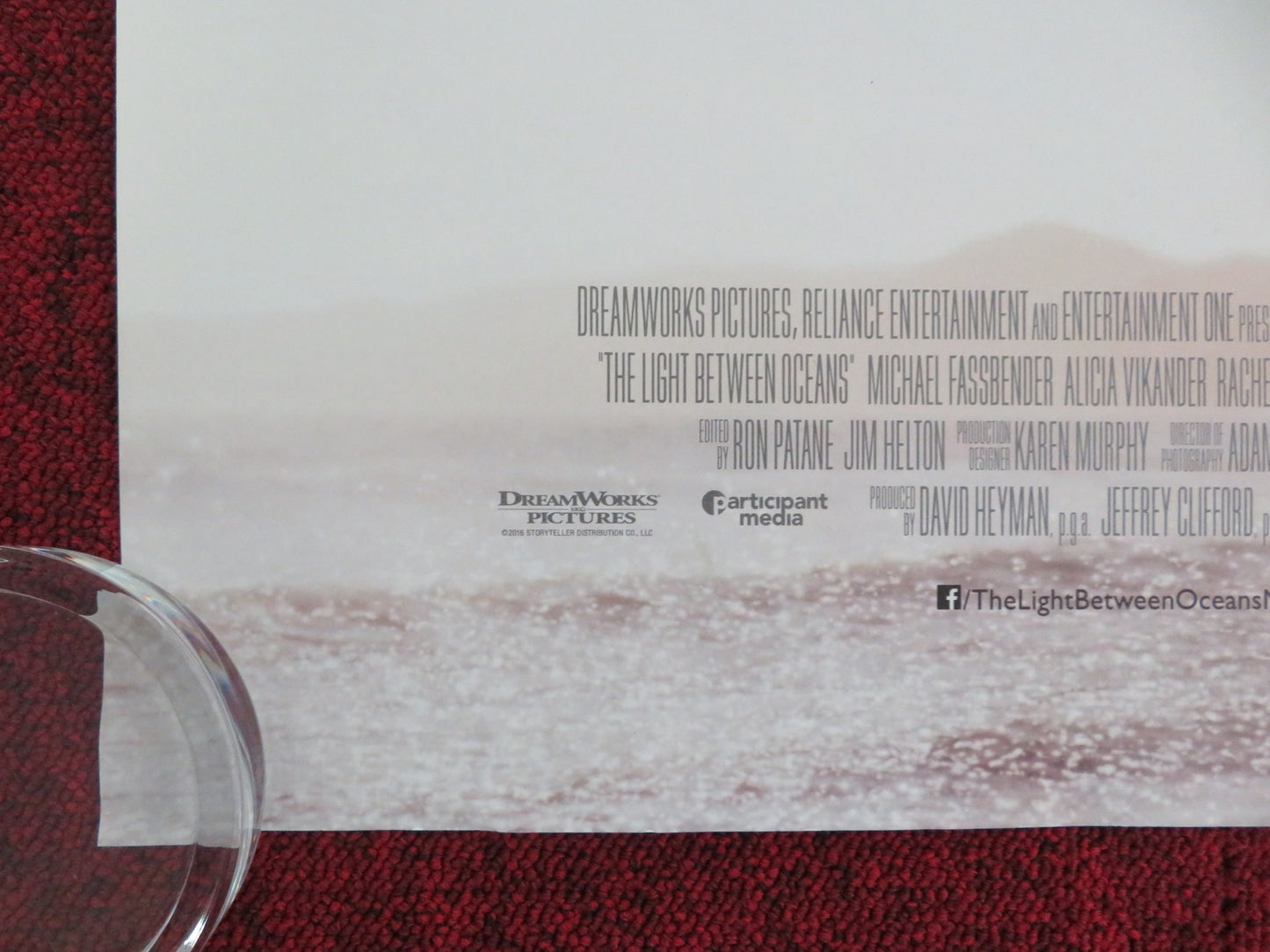 The Light Between Oceans UK Quad Rolled Poster Michael Fassbender Vikander 2016