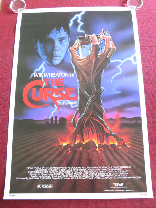 THE CURSE US ONE SHEET ROLLED POSTER WIL WHEATON CLAUDE AKINS 1987