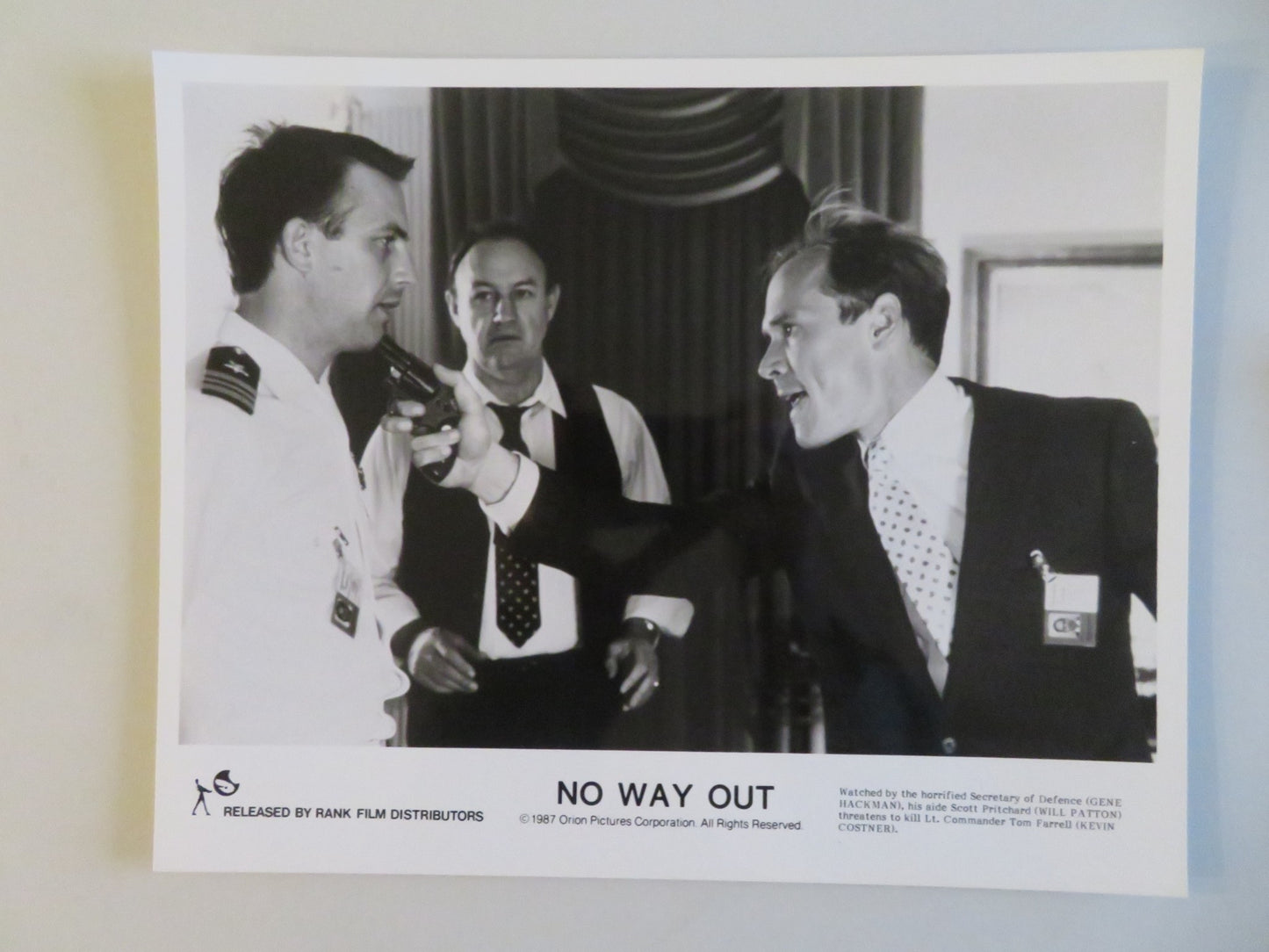 NO WAY OUT MOVIE STILL PHOTO LOT OF 9 GENE HACKMAN KEVIN COSTNER 1987