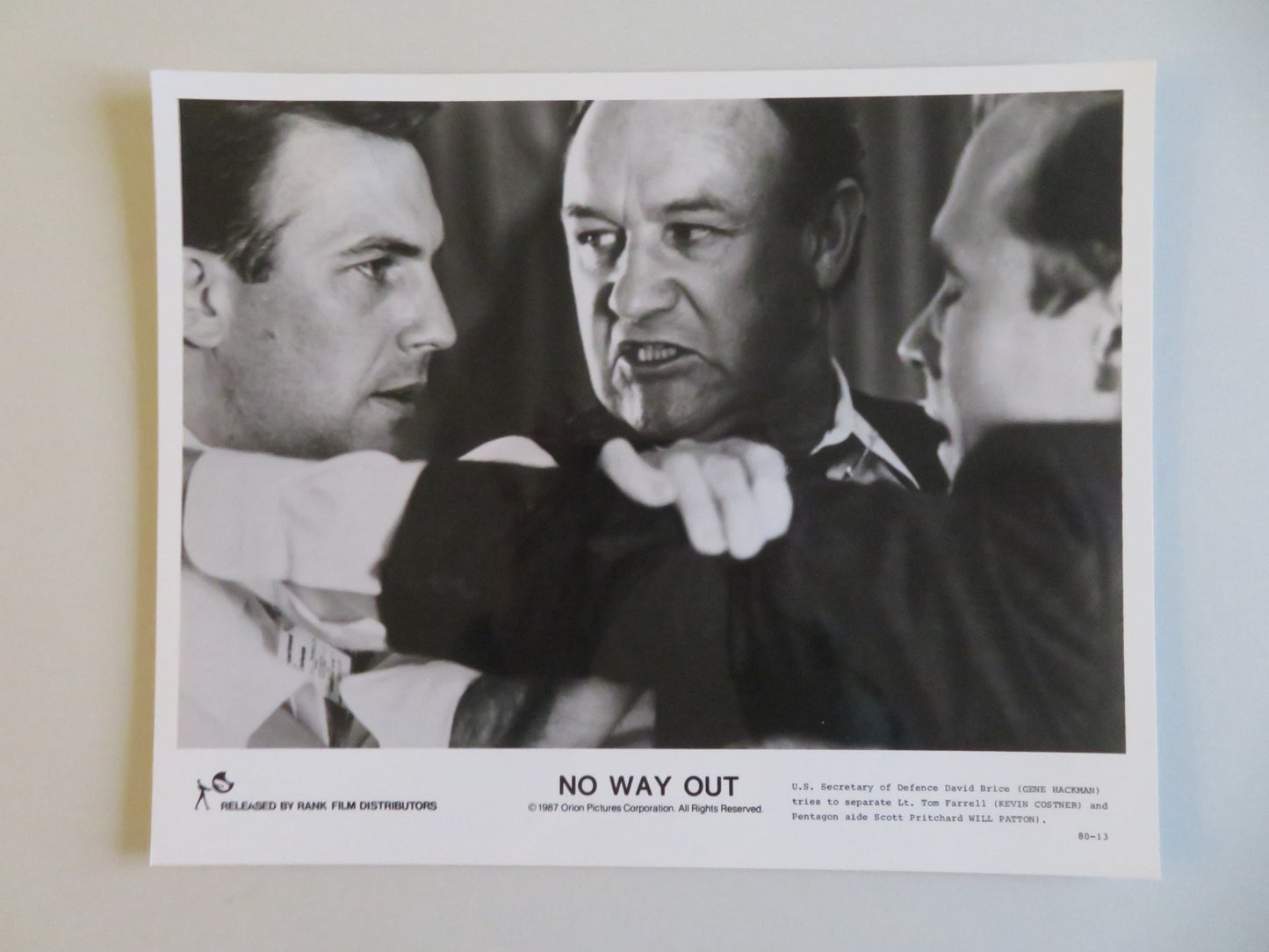 NO WAY OUT MOVIE STILL PHOTO LOT OF 9 GENE HACKMAN KEVIN COSTNER 1987