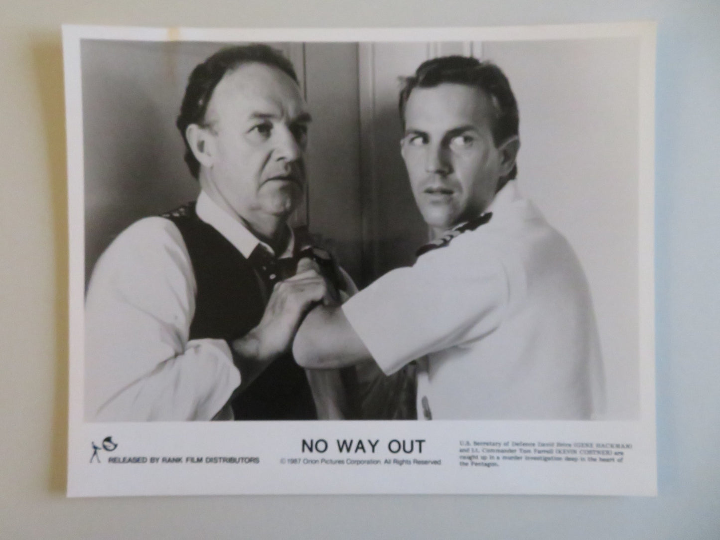 NO WAY OUT MOVIE STILL PHOTO LOT OF 9 GENE HACKMAN KEVIN COSTNER 1987