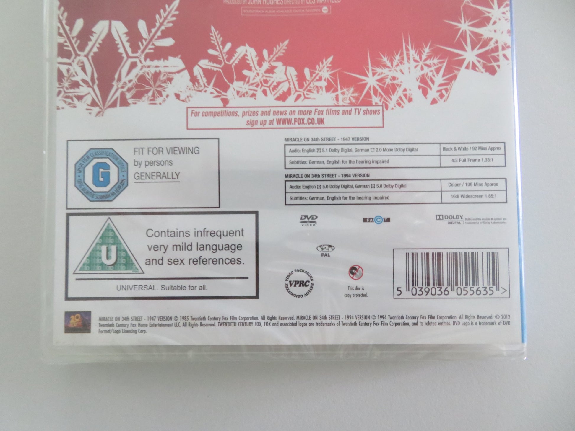 MIRACLE ON 34TH STREET -2 FILM GIFT SET (DVD) MAUREEN O'HARA 1947+1993 REGION 2 - Rendezvous Cinema