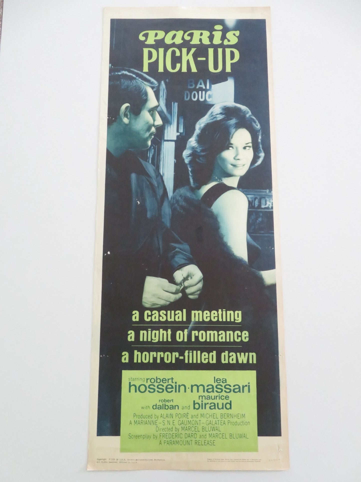 PARIS PICK-UP US INSERT POSTER ROBERT HOSSEIN LEA MASSARI 1962 - Rendezvous Cinema