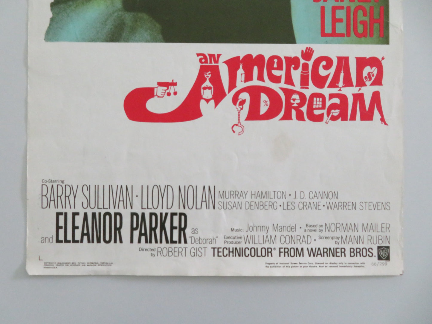 AN AMERICAN DREAM US INSERT POSTER STUART WHITMAN JANET LEIGH 1966 - Rendezvous Cinema