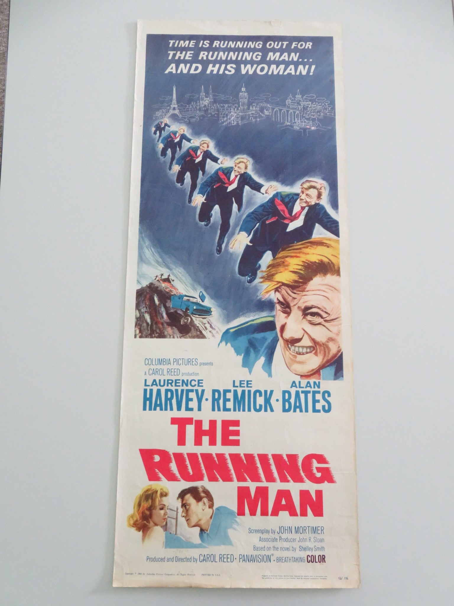 THE RUNNING MAN US INSERT POSTER LAURENCE HARVEY LEE REMICK ALAN BATES 1963 - Rendezvous Cinema