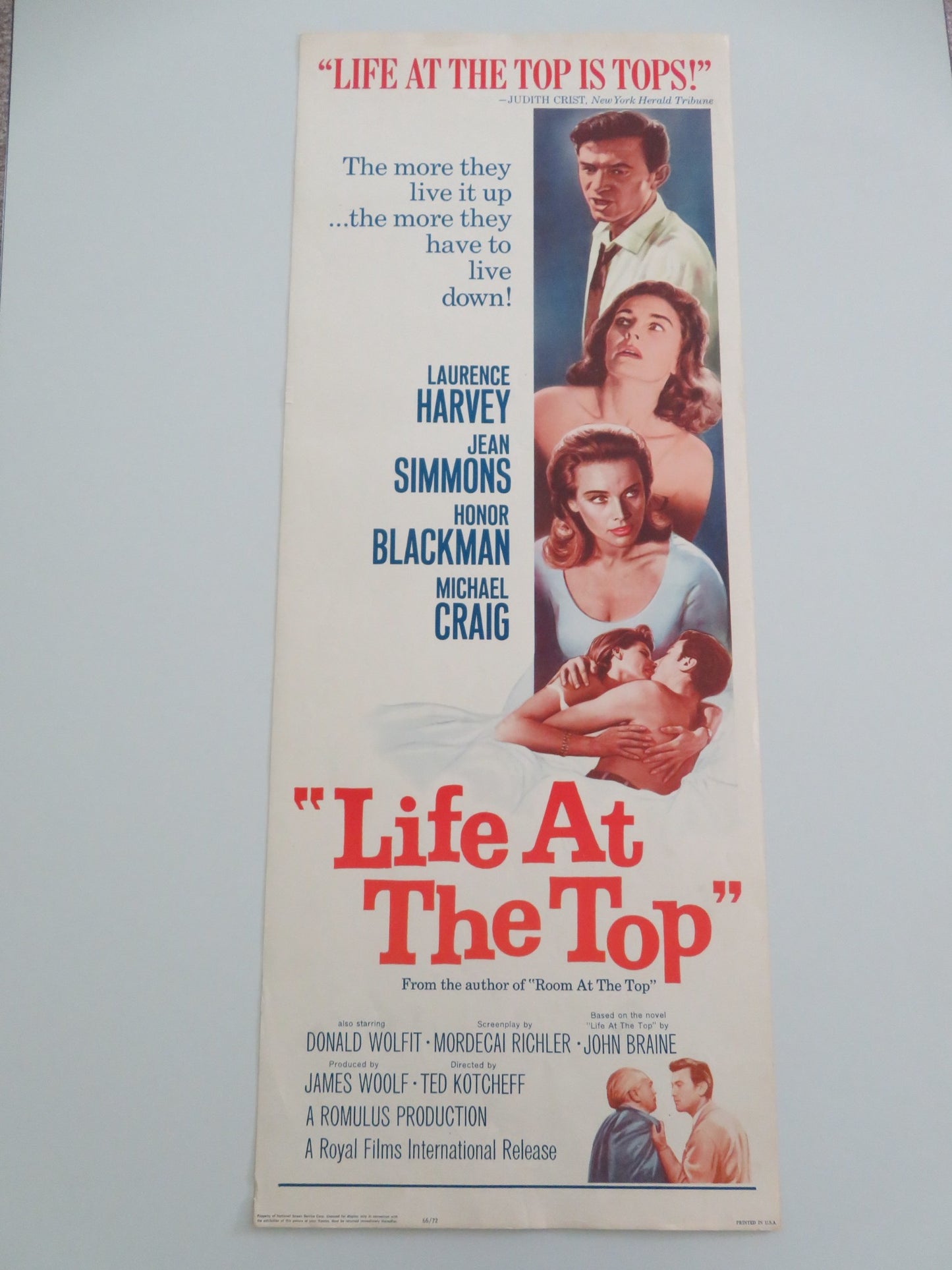 LIFE AT THE TOP US INSERT POSTER LAURENCE HARVEY JEAN SIMMONS H. BLACKMAN 1966 - Rendezvous Cinema