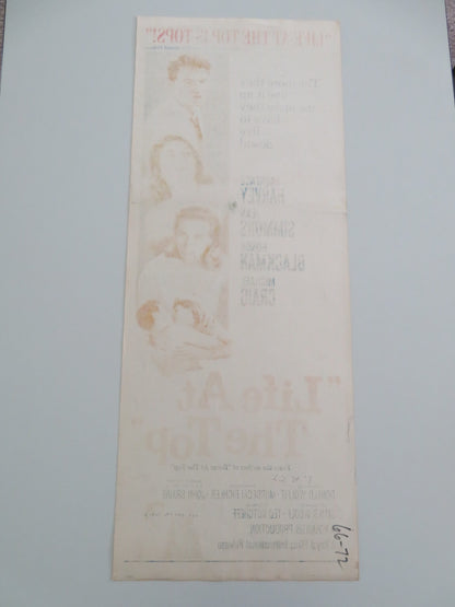 LIFE AT THE TOP US INSERT POSTER LAURENCE HARVEY JEAN SIMMONS H. BLACKMAN 1966 - Rendezvous Cinema